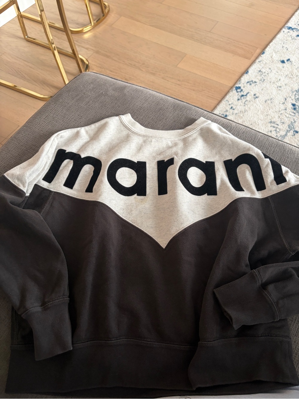 Isabel Marant Black and Cream Logo Crewneck Pullover